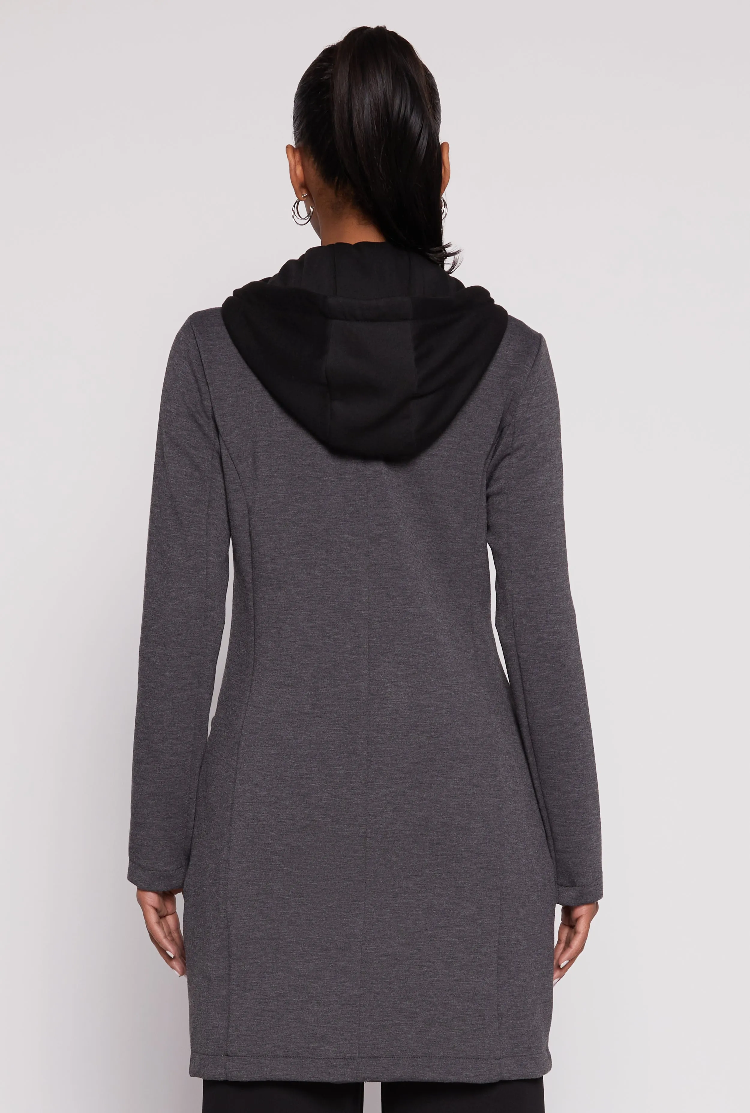 Double Layered Zip Front Hooded Peacoat