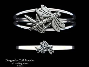 Dragonfly Cuff Bracelet Sterling Silver