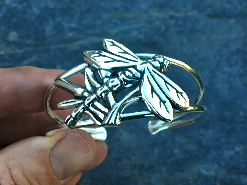 Dragonfly Cuff Bracelet Sterling Silver