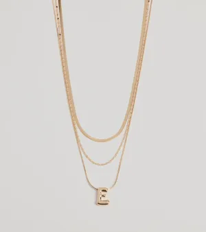 E Initial Layered Bubble Necklace