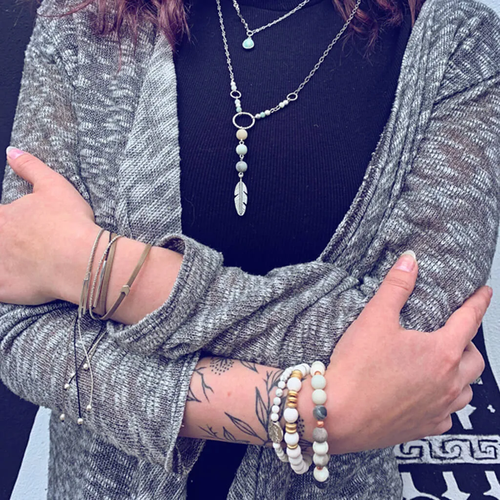 earth sea sky // thin double leather wrap bracelet - star, chevron or wave