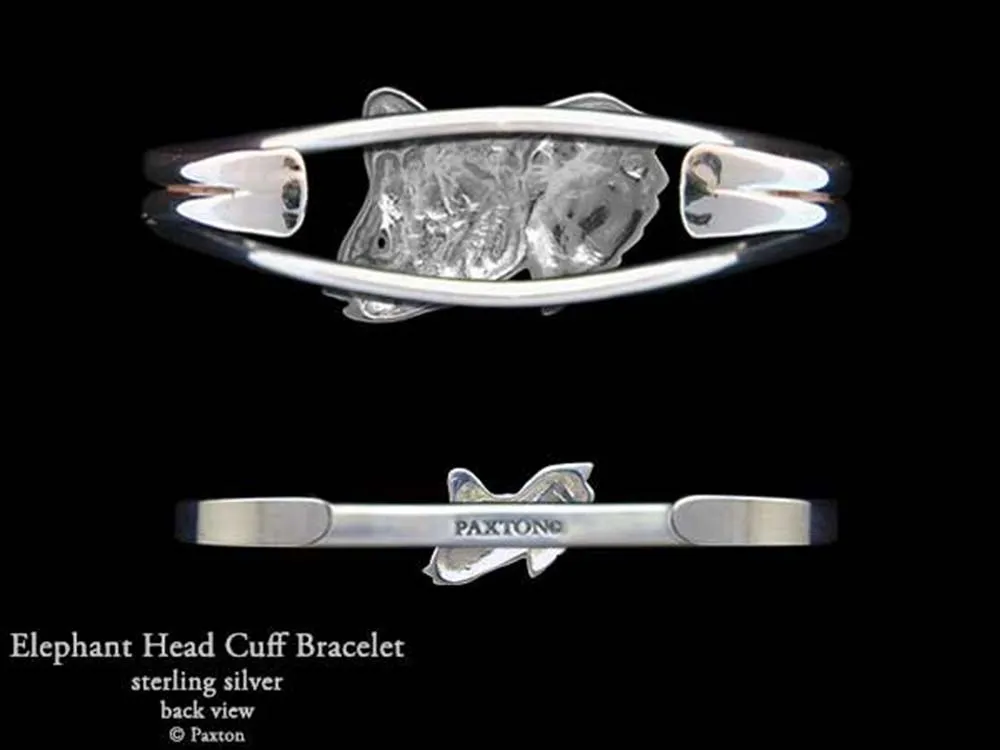 Elephant Head Cuff Bracelet Sterling Silver