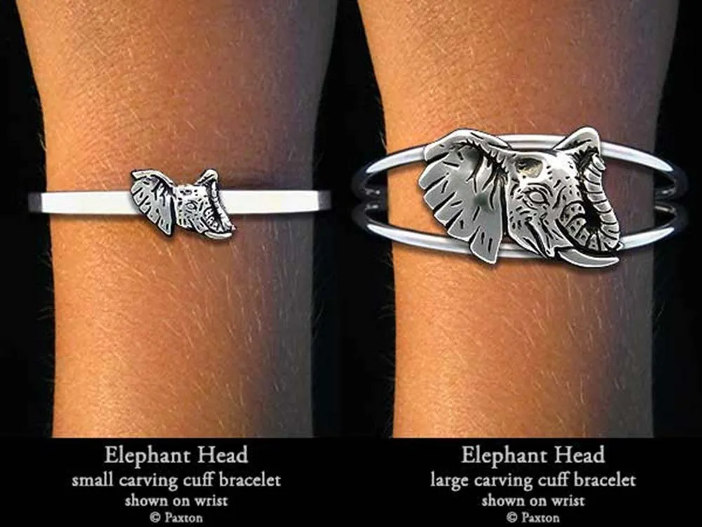 Elephant Head Cuff Bracelet Sterling Silver