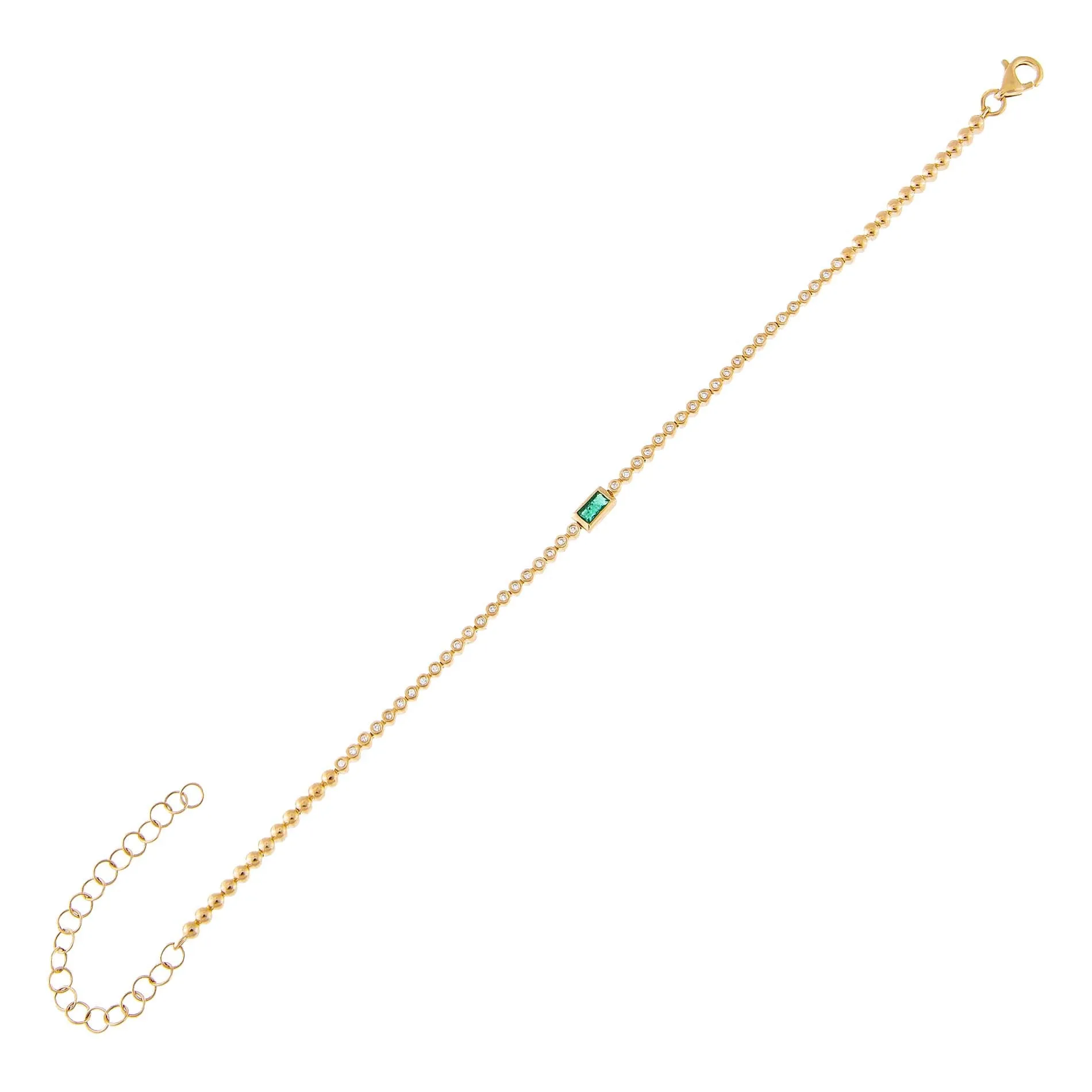 Emerald Diamond Baguette Tennis Bracelet 14K