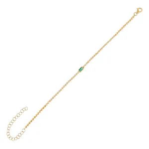 Emerald Diamond Baguette Tennis Bracelet 14K