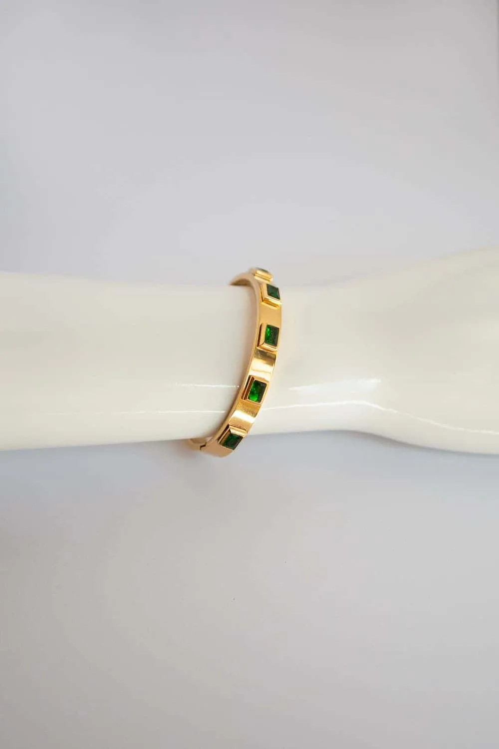 Emerald Green CZ Bezel Set Bracelet