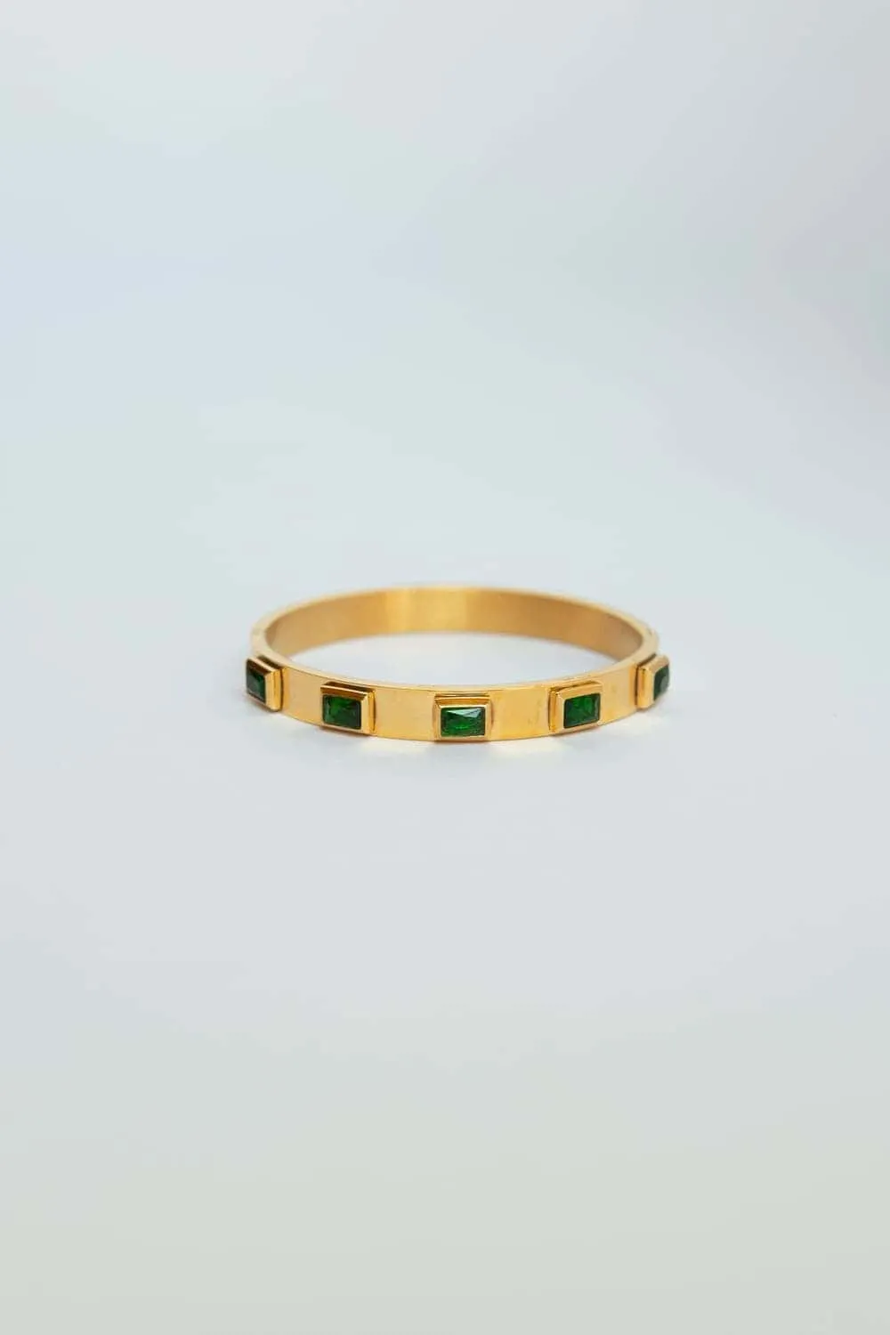 Emerald Green CZ Bezel Set Bracelet