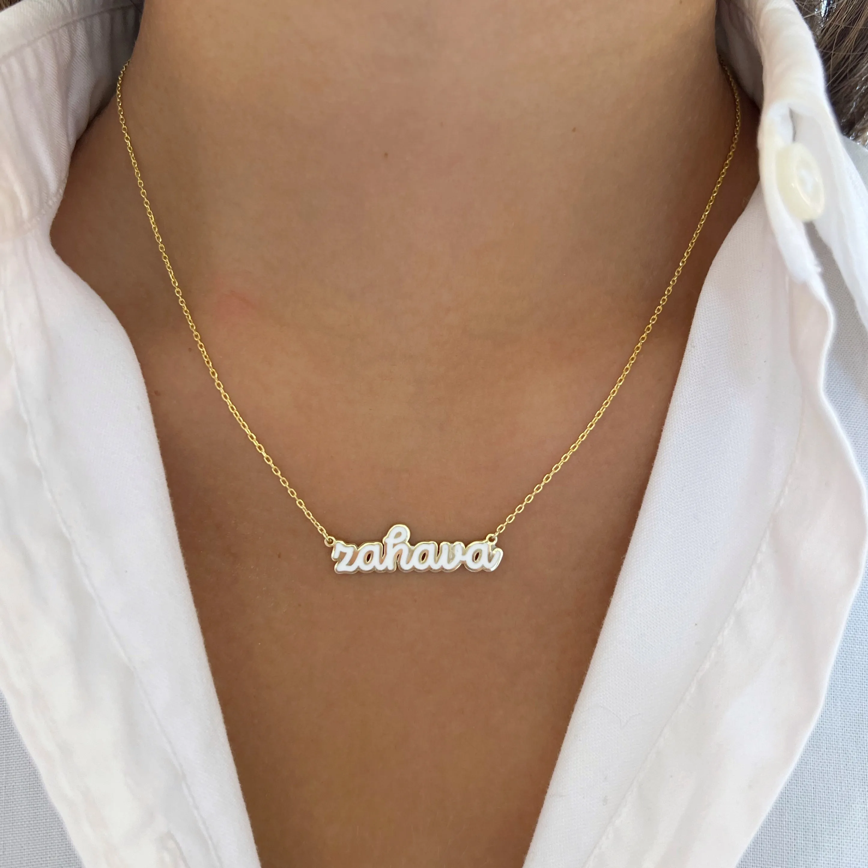 Enamel Color Name Necklace