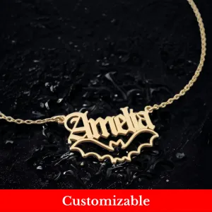 Enigmatic Flight: Personalized Gothic Bat Pendant Necklace