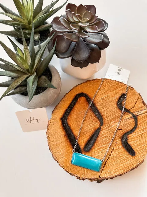 Faux Turquoise Bar Necklace