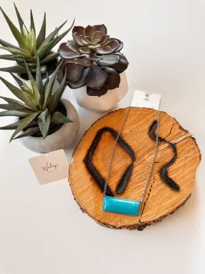 Faux Turquoise Bar Necklace