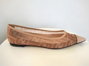 Fendi Colibrì Pink leather and FF mesh ballet flats