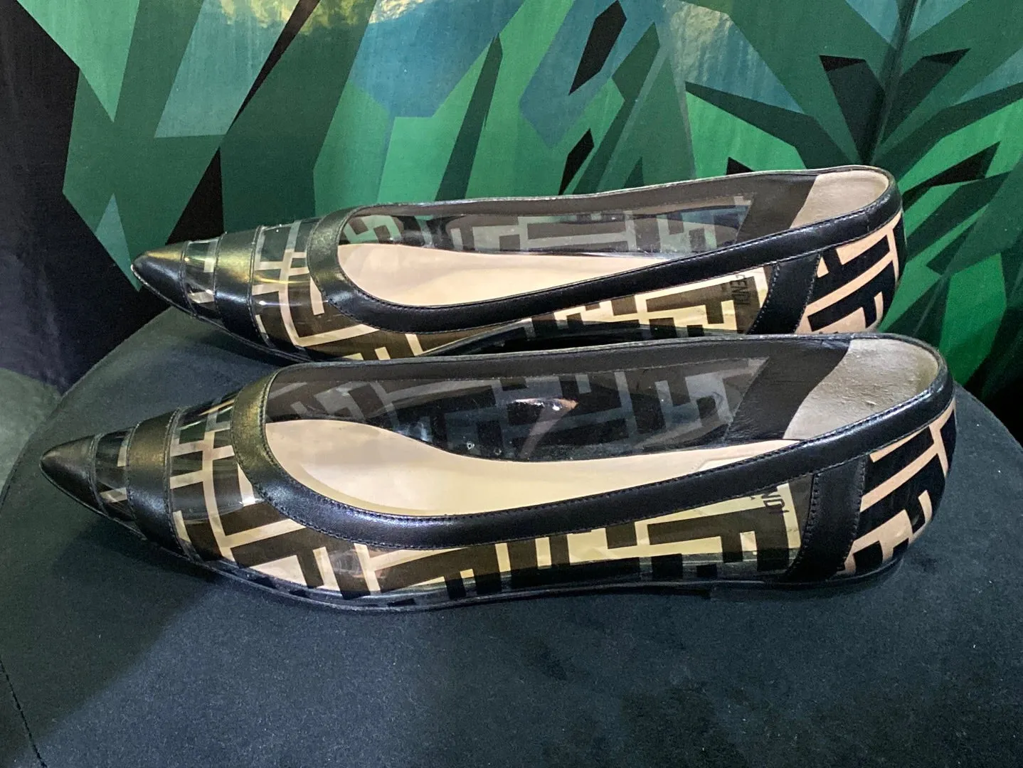 Fendi Flat PVC POinted Toe Shoes with F Logo