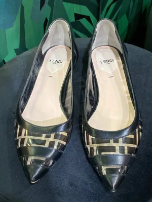 Fendi Flat PVC POinted Toe Shoes with F Logo