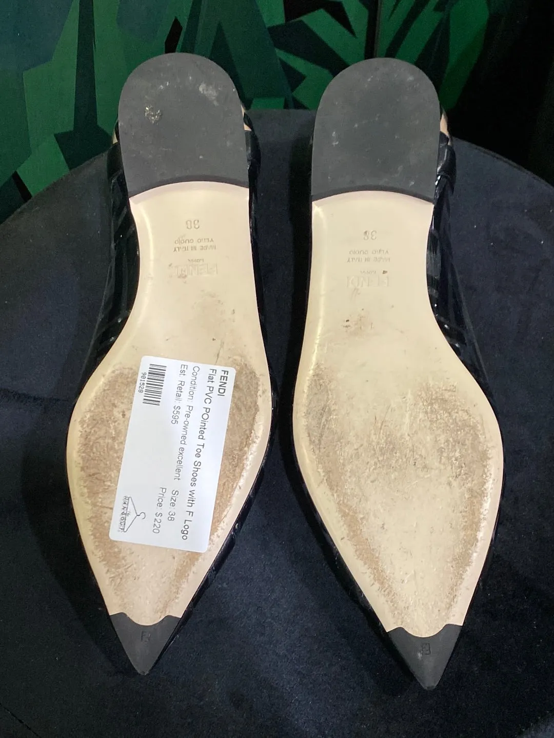 Fendi Flat PVC POinted Toe Shoes with F Logo