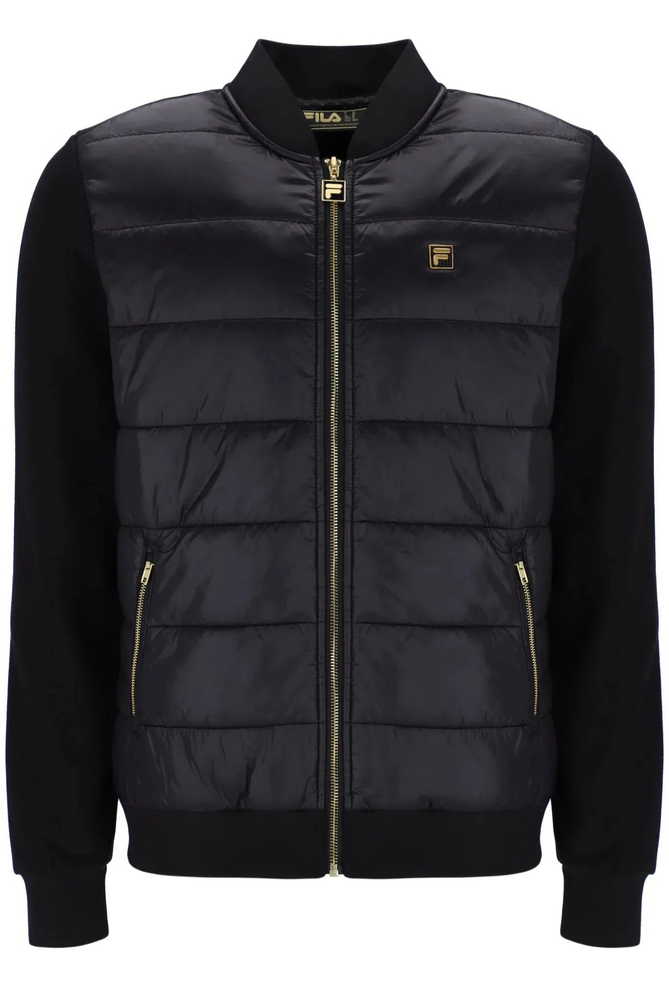 Fila Tonkin Puffer Front Body Jacket In Black/Gold