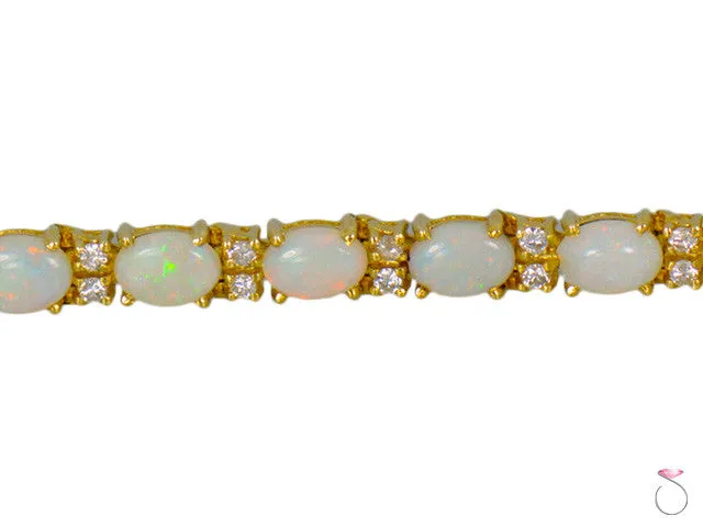Fire Opal Diamond 1.00ctw Tennis Bracelet 6.5in in 14K