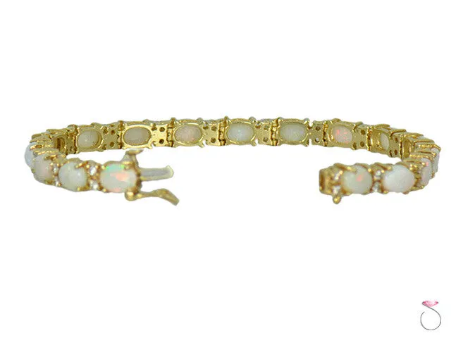 Fire Opal Diamond 1.00ctw Tennis Bracelet 6.5in in 14K