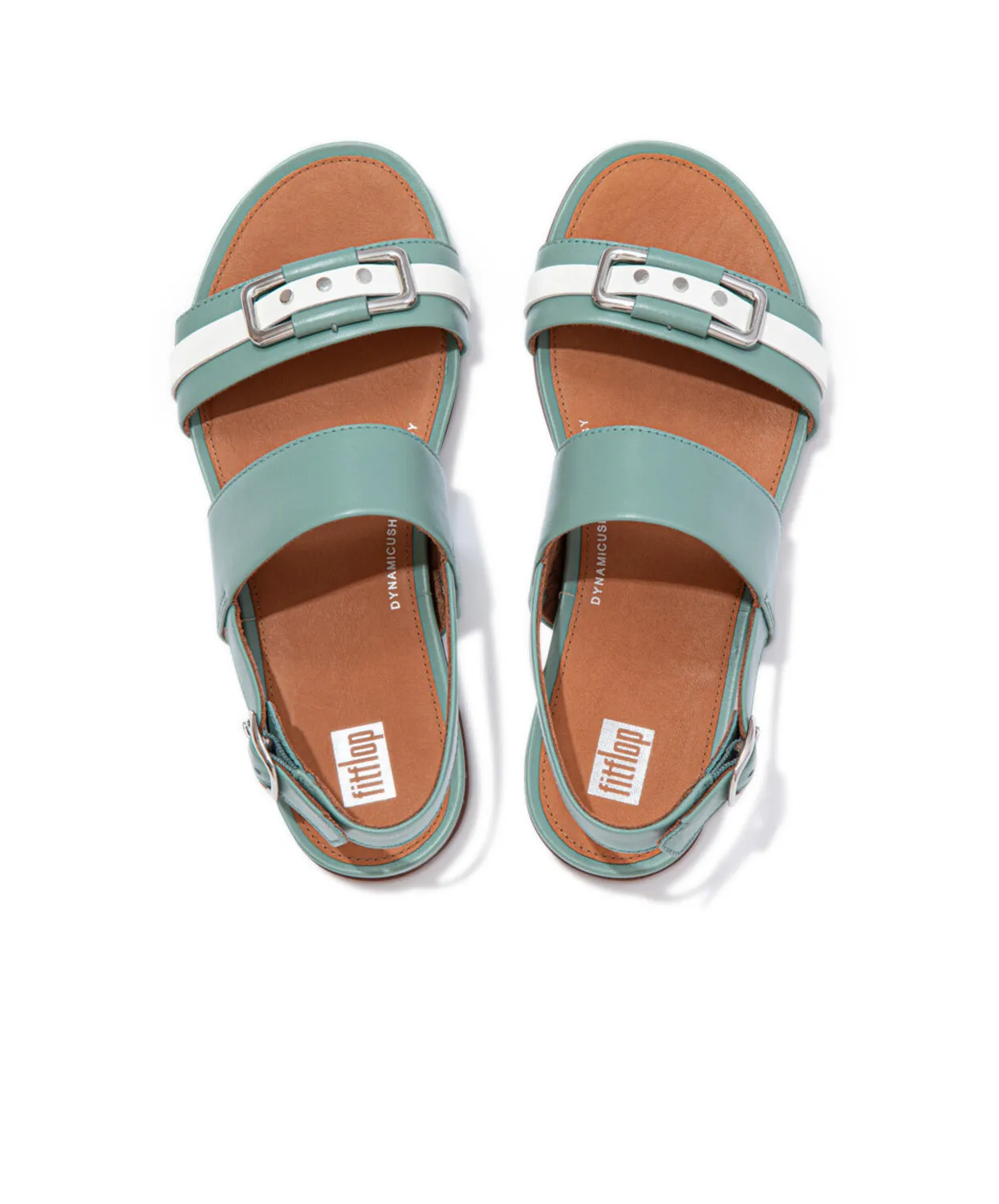 FitFlop Gracie Stud-Buckle Leather Back-Strap Sandals Green