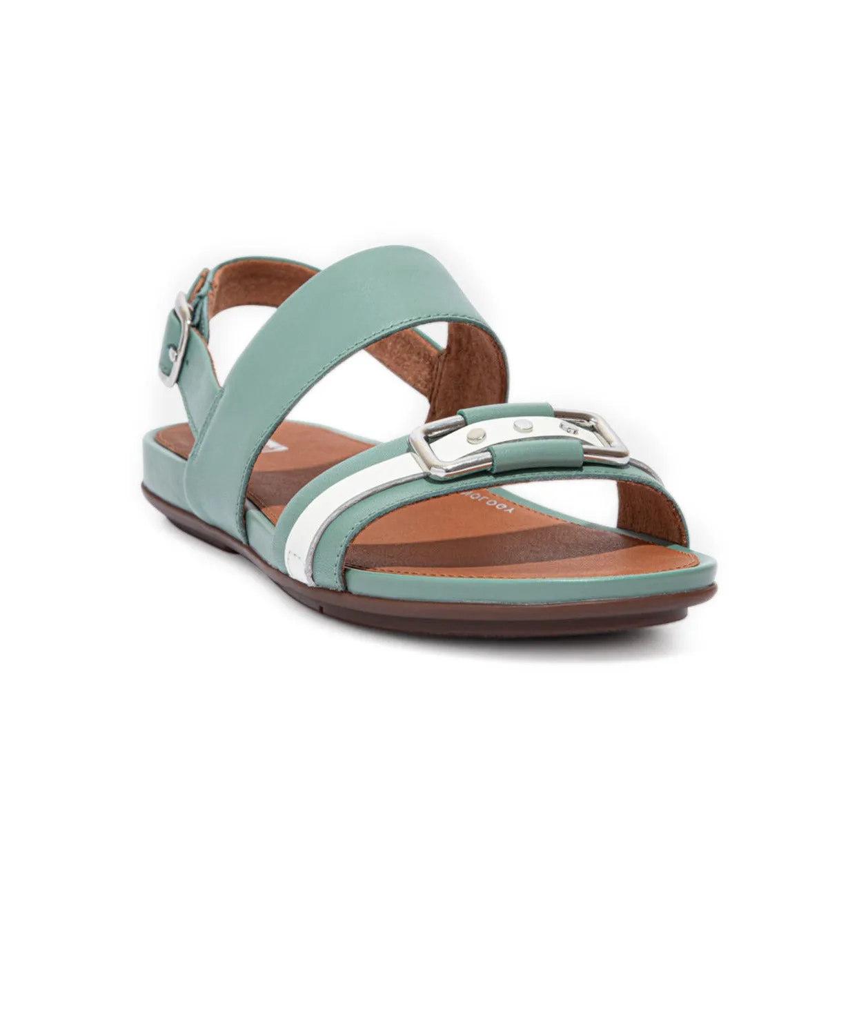 FitFlop Gracie Stud-Buckle Leather Back-Strap Sandals Green