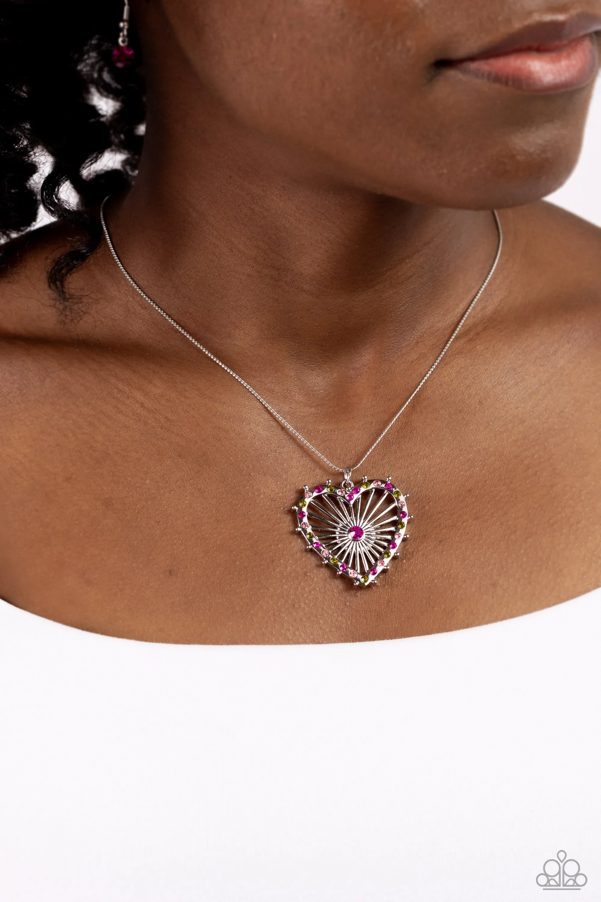 Flirting Ferris Wheel - Pink (Heart) Necklace