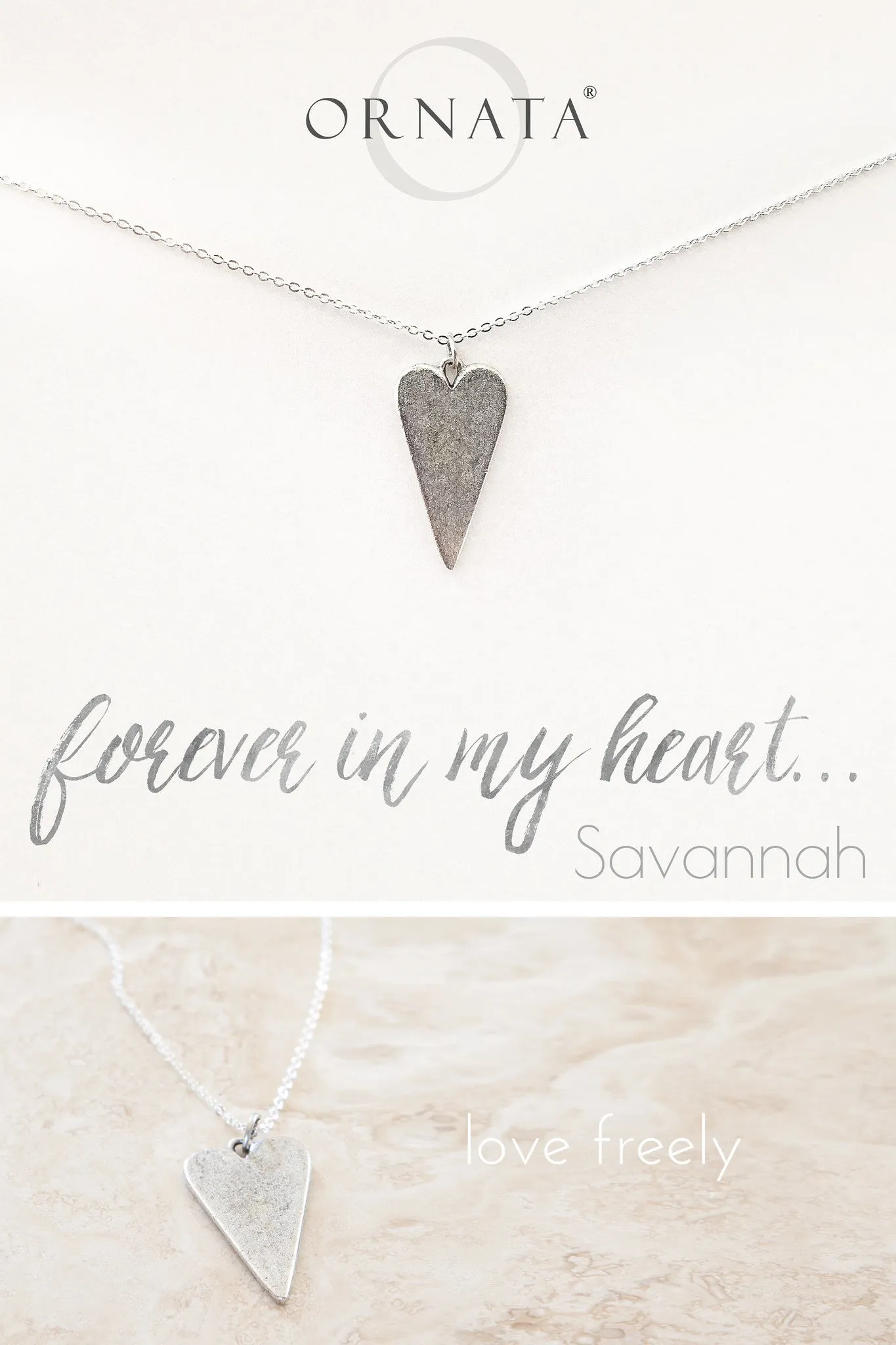 “Forever in My Heart” Sterling Silver and Silver Plated Heart Necklace