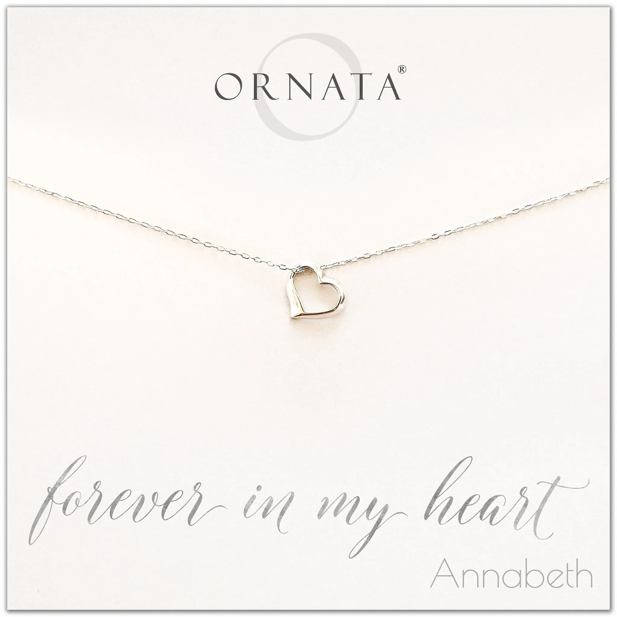 “Forever in My Heart” Sterling Silver Heart Necklace | Floating Heart