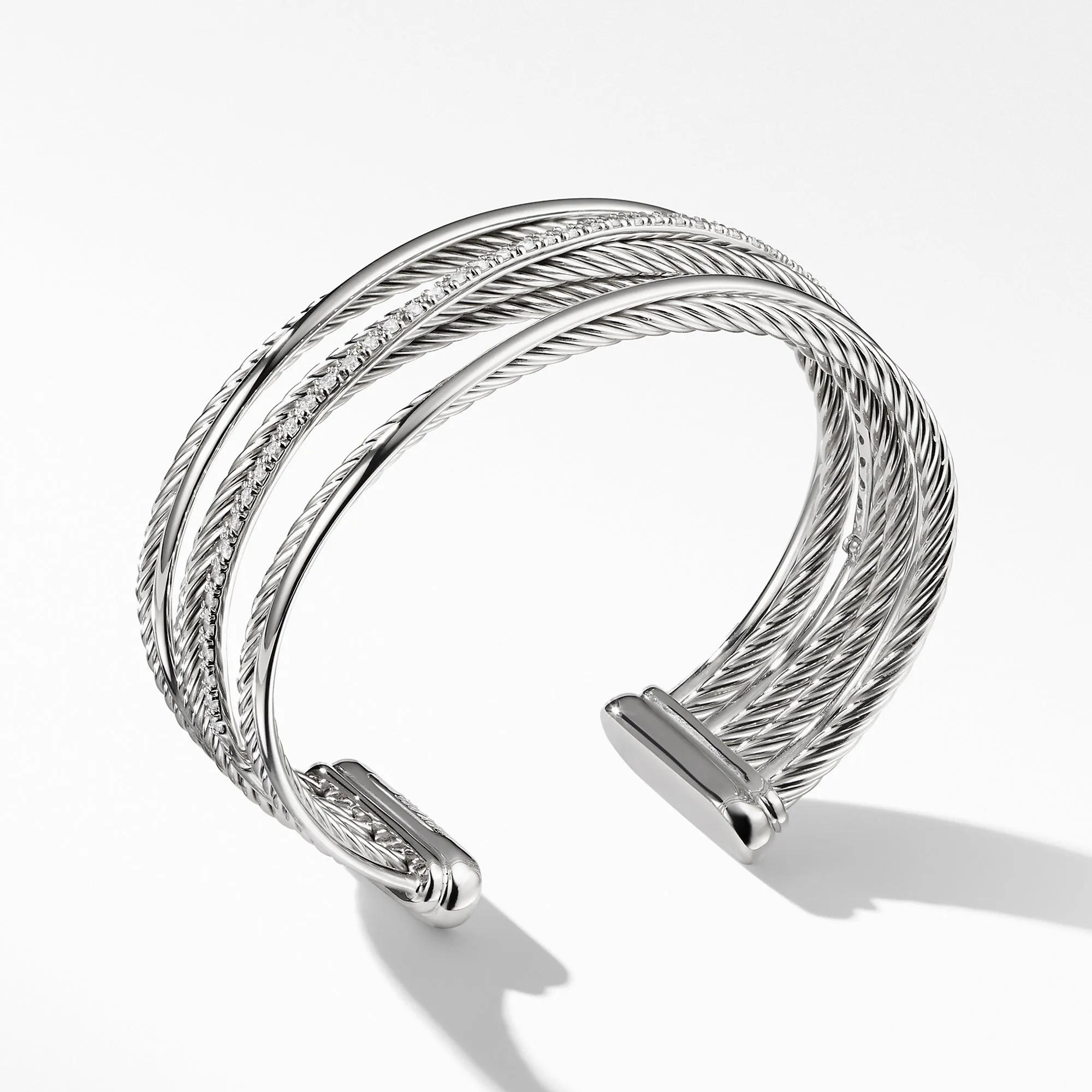 Four-Row Cuff Bracelet with Diamonds