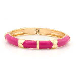 FUCHSIA ENAMEL HINGED BRACELET #SA-8170 GLD FUSH (TE14)