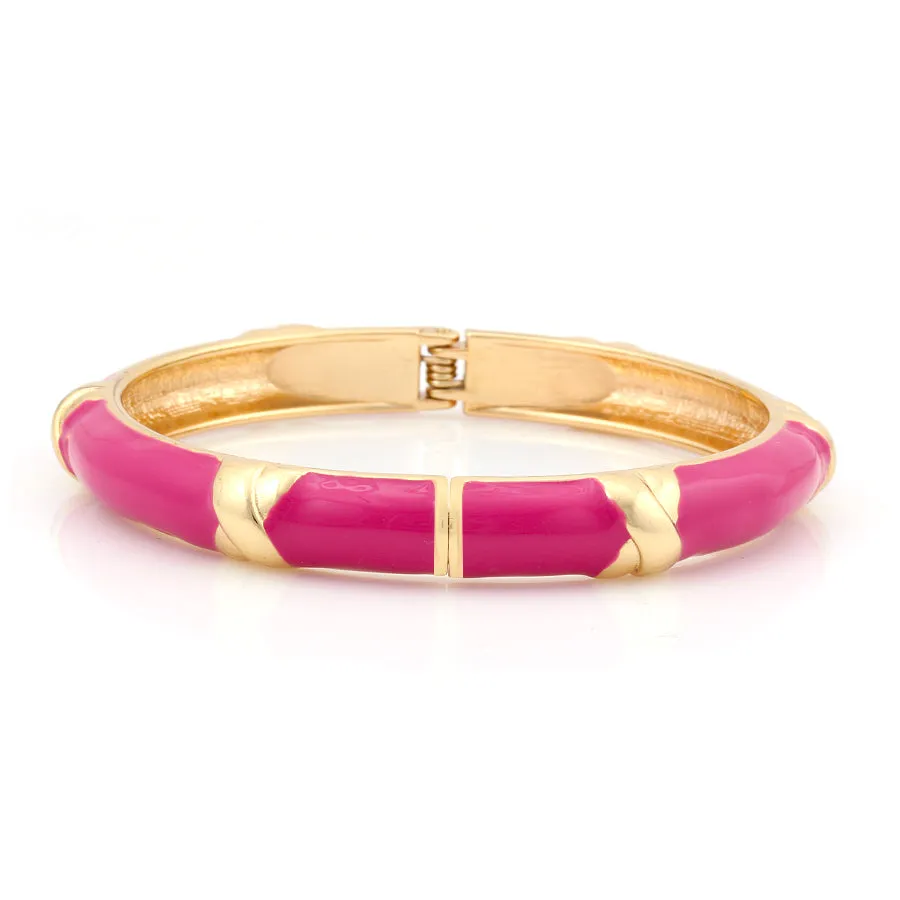 FUCHSIA ENAMEL HINGED BRACELET #SA-8170 GLD FUSH (TE14)