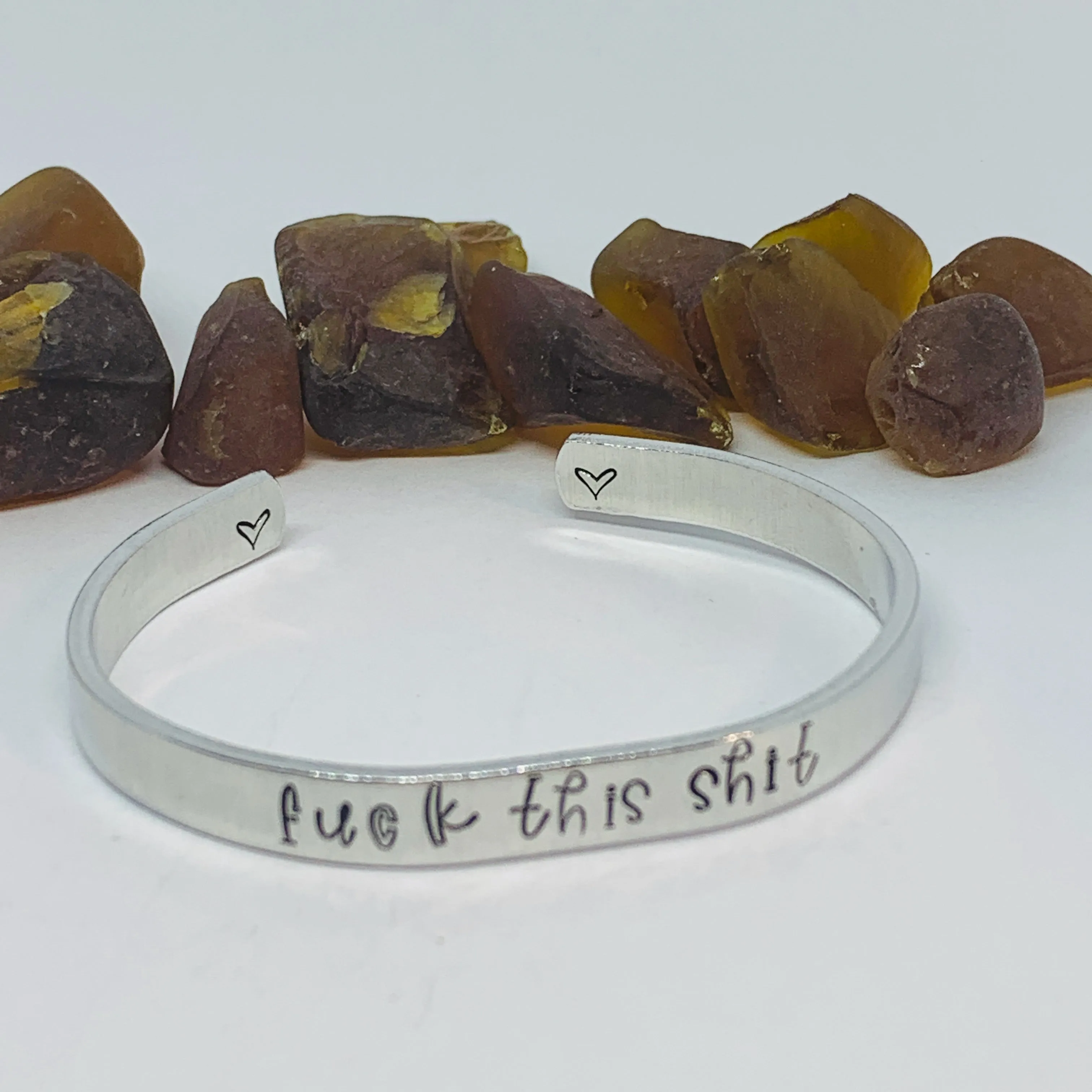 Fuck This Shit Hand Stamped Cuff Bracelet | Hidden Message Bracelet | Gift for Teachers | Gift for Nurses | Adult Themed Gift | Scroll Design