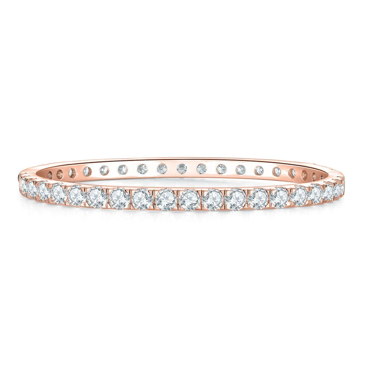 Full Loop 4mm Round Silver Moissan Diamond Tennis Bracelet for Men and Women