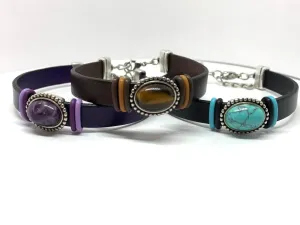 Gemstone Leather Bracelets