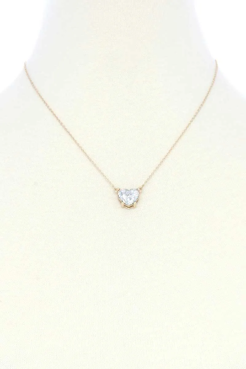 Glitter Heart Charm Necklace