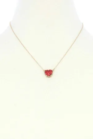Glitter Heart Charm Necklace