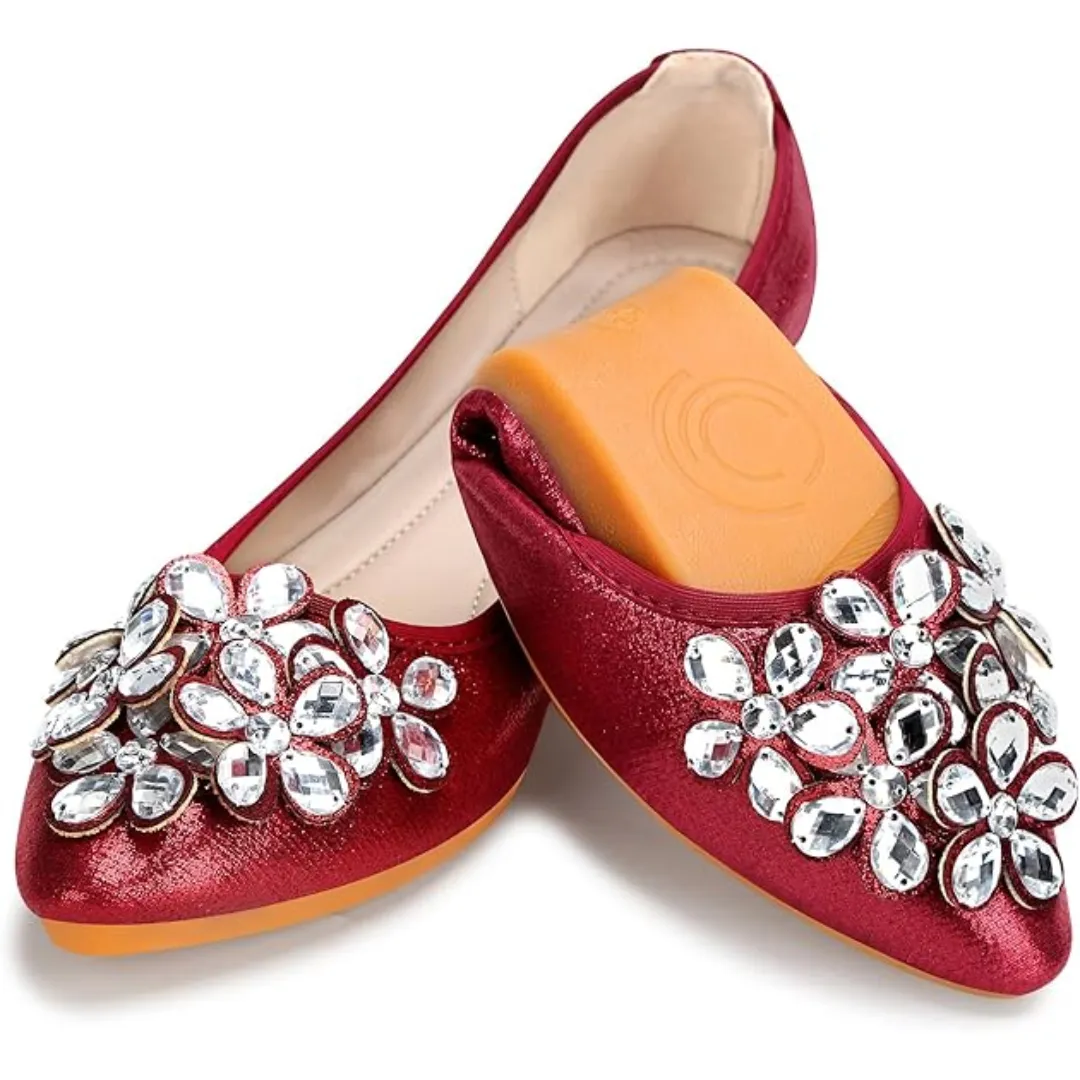Glitzernde Rhinestone-Ballerina-Flats – Yelena