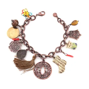 GOLD AND BRONZE CHARM WRAP AROUND  BRACELETS #153MT2101 (2D4)