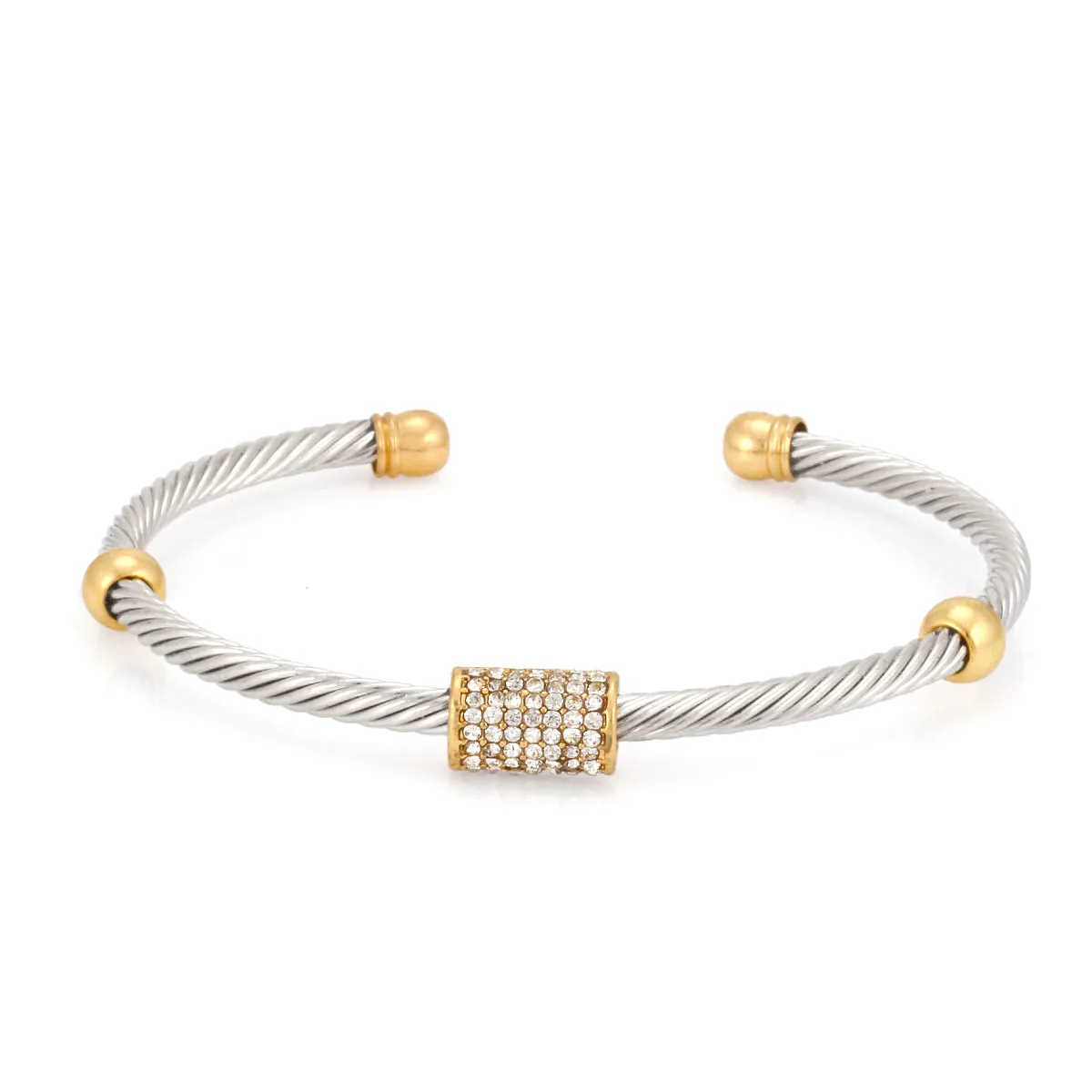 GOLD AND SILVER CRYSTAL CUFF BRACELETS #B51218GRH (FF2/SF7)