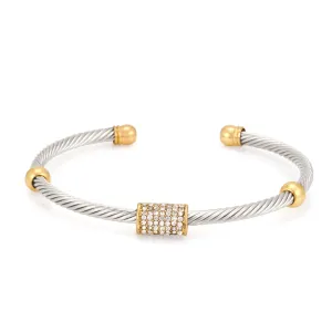 GOLD AND SILVER CRYSTAL CUFF BRACELETS #B51218GRH (FF2/SF7)