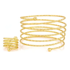 GOLD BANGLE AND RING SET #SQ3537