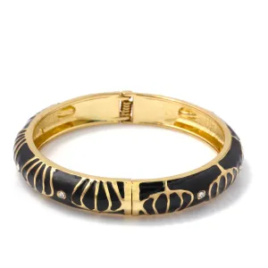 GOLD BLACK ENAMEL HINGED BRACELET #SA-9829BLK