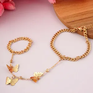 Gold Butterfly Hand Chain Bracelet