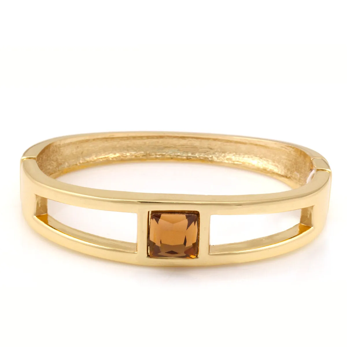 GOLD CHAMPAGNE CRYSTAL HINGED  BRACELET #FW-B14335GTP (XA6)