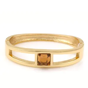 GOLD CHAMPAGNE CRYSTAL HINGED  BRACELET #FW-B14335GTP (XA6)