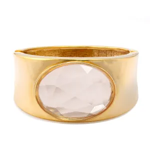 GOLD CLEAR FACETED CRYSTAL CRYSTAL HINGED BRACELET #FW-B1564GCL (15th FL Showroom)