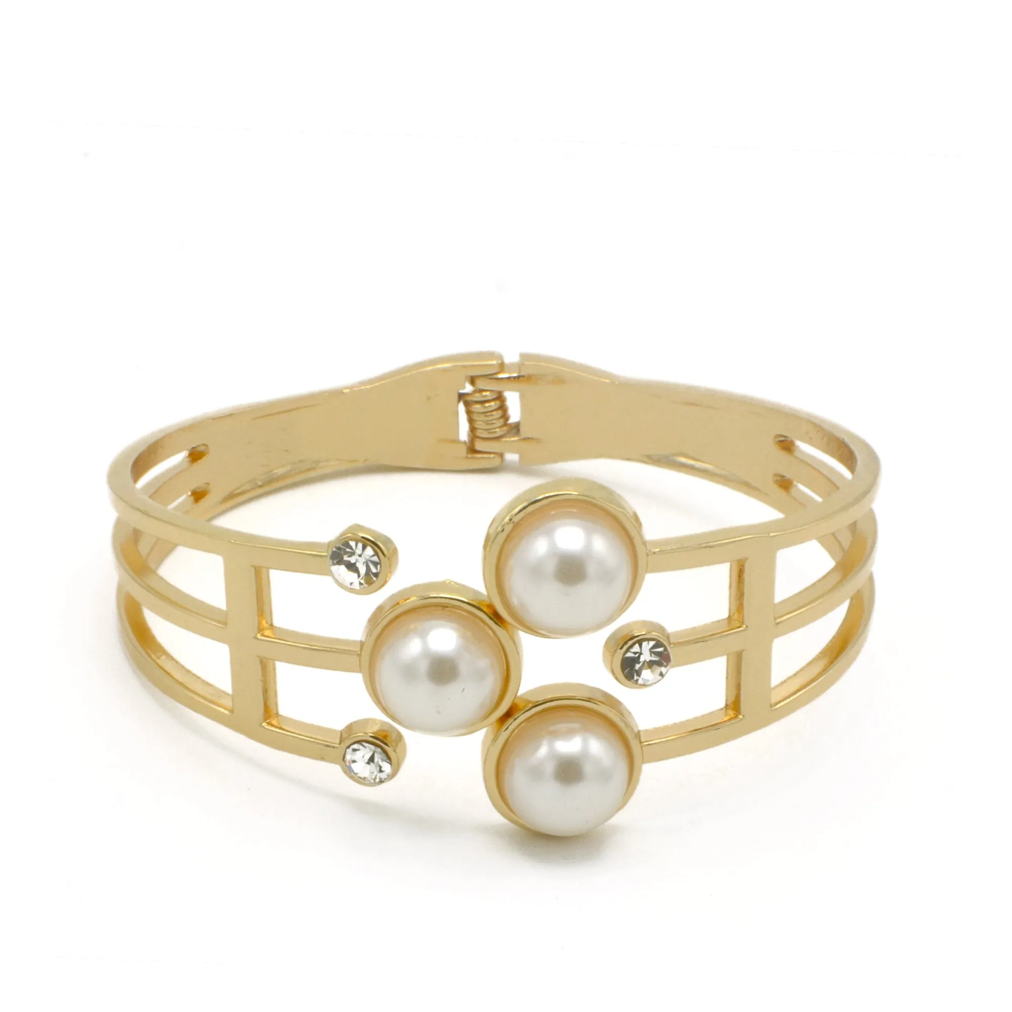 GOLD CREAM PEARL AND CRYSTAL BRACELET # YS-7744 (DA3)