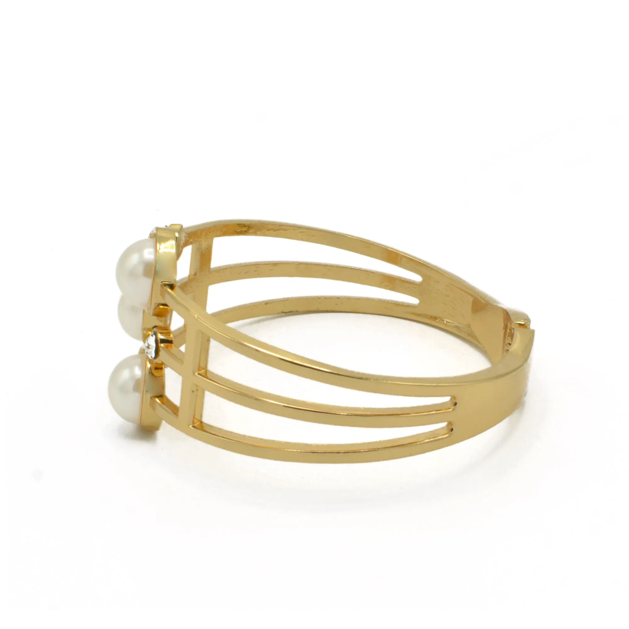 GOLD CREAM PEARL AND CRYSTAL BRACELET # YS-7744 (DA3)
