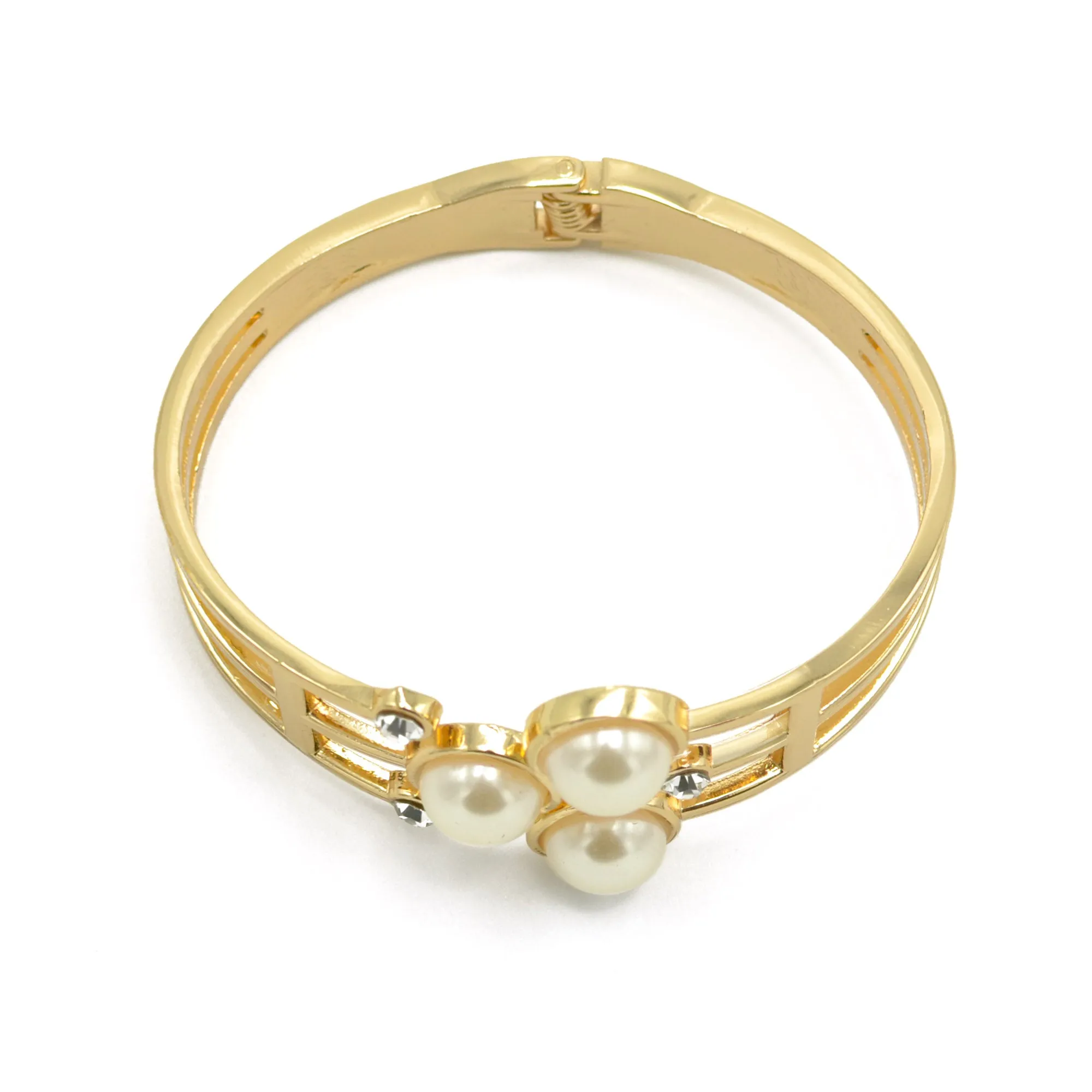 GOLD CREAM PEARL AND CRYSTAL BRACELET # YS-7744 (DA3)