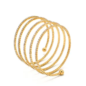 GOLD CRYSTAL COIL MEMORY WIRE BRACELET#SWY-18162G (KNB5)
