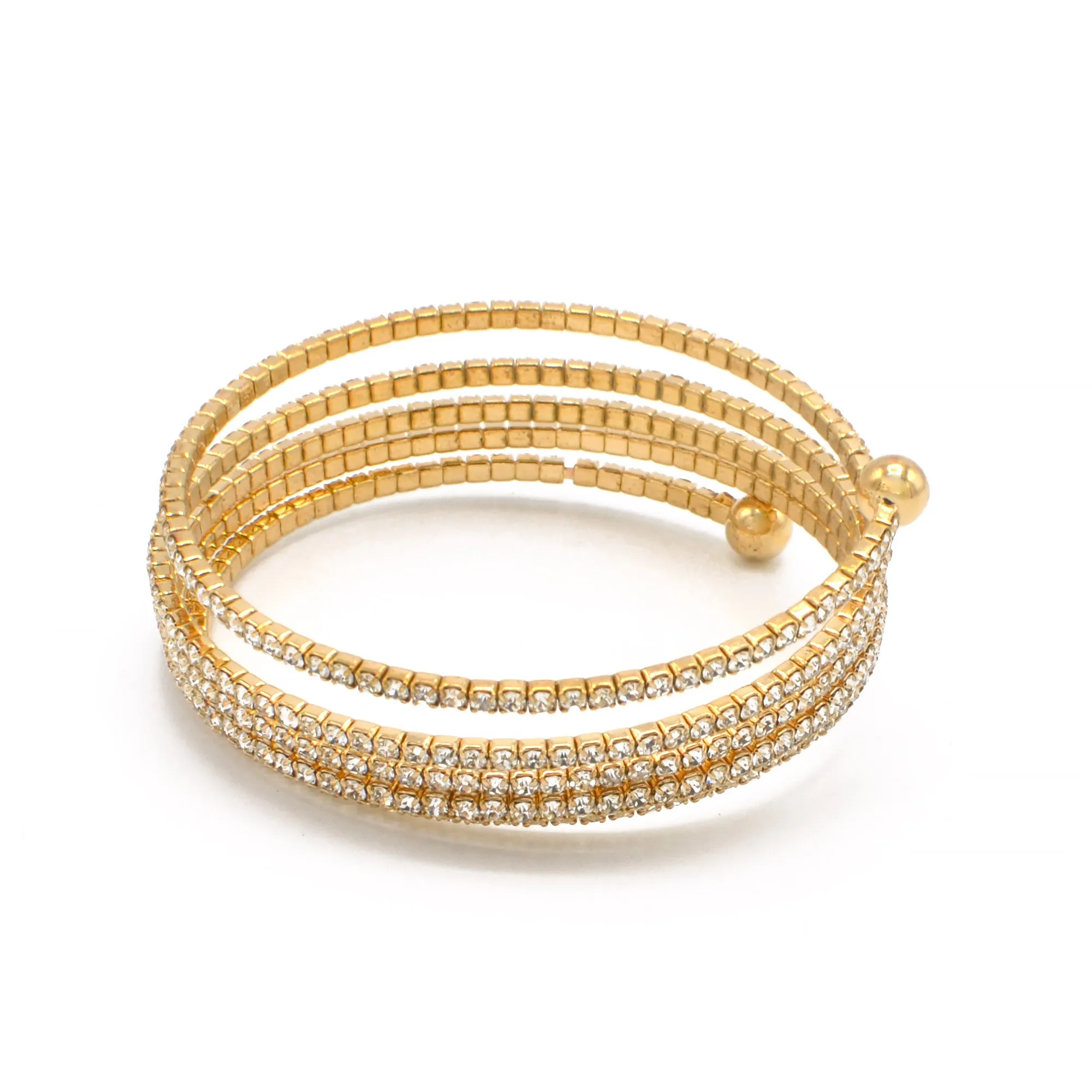 GOLD CRYSTAL COIL MEMORY WIRE BRACELET#SWY-18162G (KNB5)